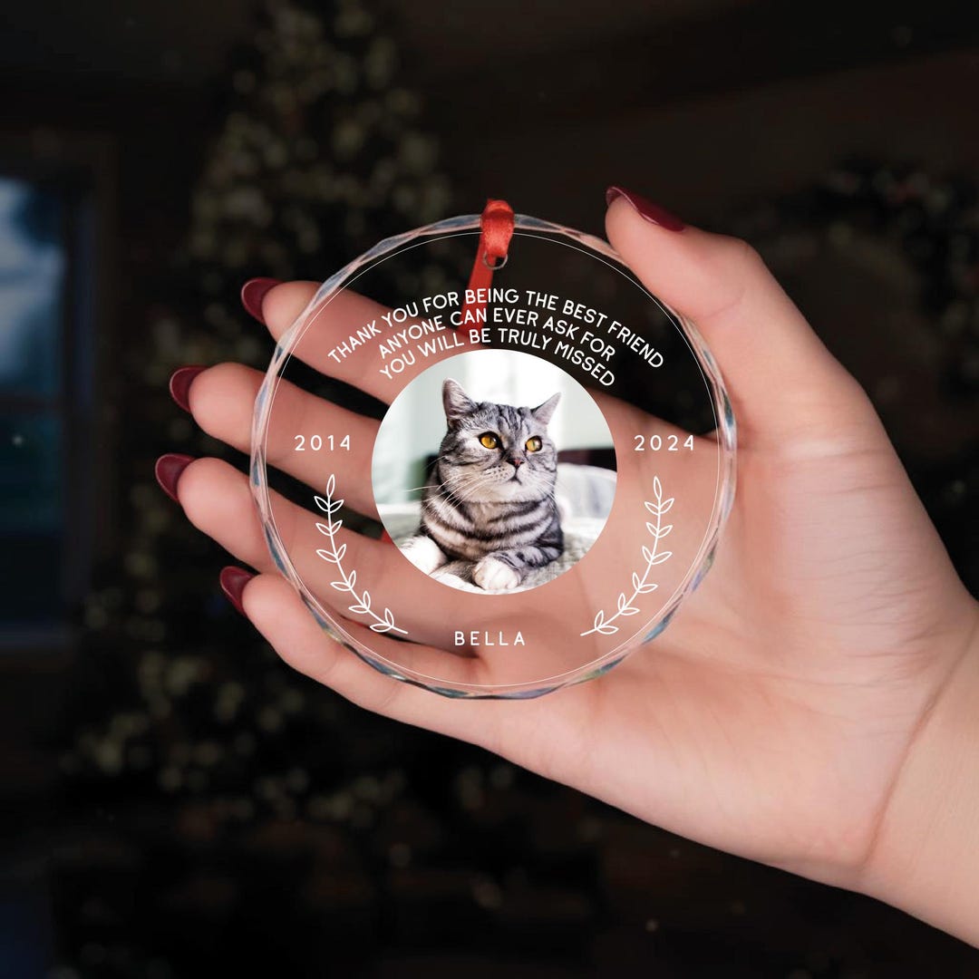 Personalized Pet Photo Memorial Ornament: Custom Dog Cat Remembrance ...