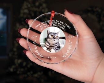 Personalized Pet Photo Memorial Ornament: Custom Dog Cat Remembrance Gift
