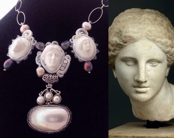 Bold Statement Venus Cameo Halskette, High Fashion Aphrodite Statement Halskette für Frauen, Luxus 50. Geburtstag Ideengeschenk für Frau