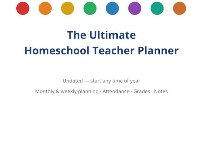 Undated Homeschool Teacher Planner Printable | Lesson Planner Pages for Homeschool Moms | Teacher Planning Binder | Digital Download