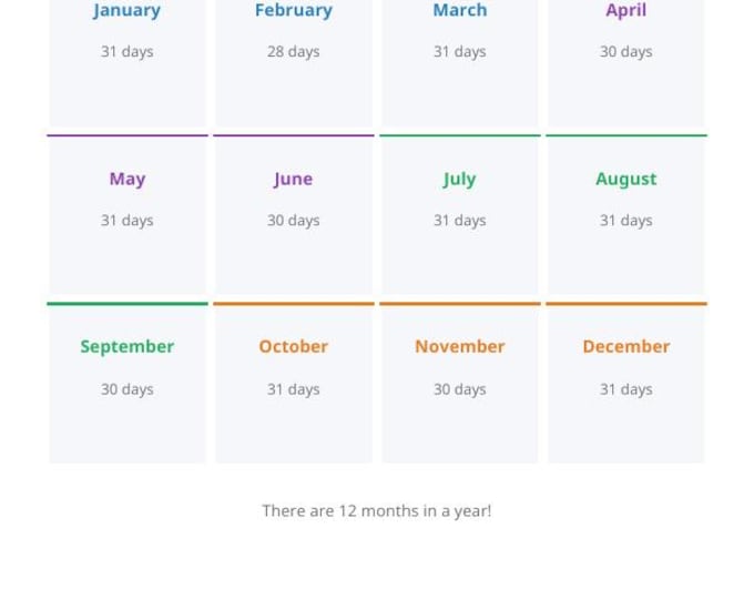Months of the Year Chart Printable | Kids Calendar Poster 12 Months | Classroom Calendar | Homeschool Digital Download