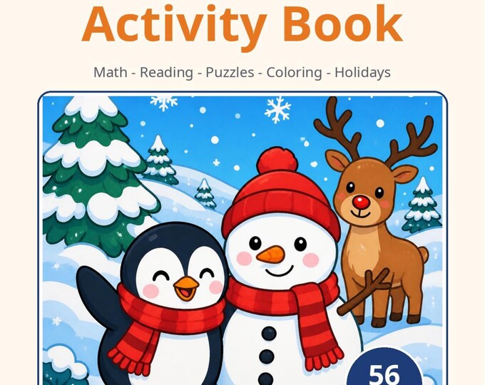 Winter Activity Pack for Kids | Snow Worksheets Bundle — Math, Literacy & Fine Motor, Ages 5–8 (K–3)