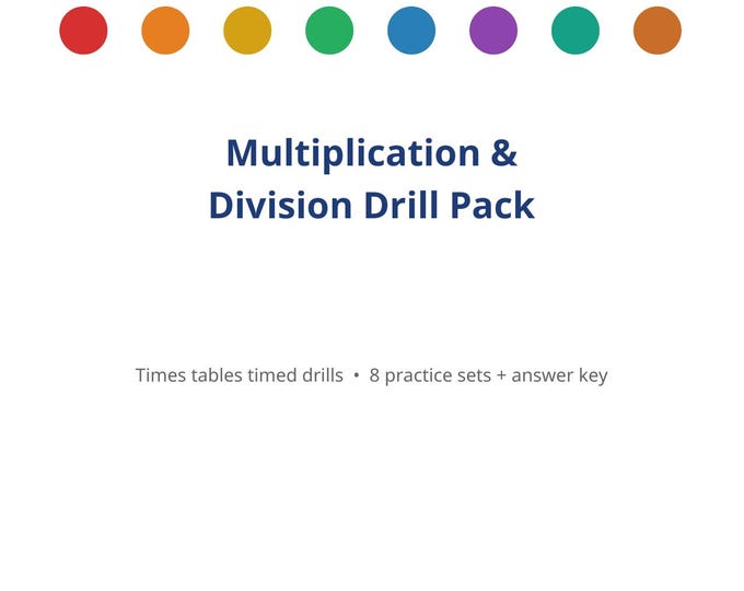 Multiplication Division Drill Pack Printable | Times Tables Timed Tests 3rd 4th Grade | Math Fact Fluency Worksheets | Digital Download