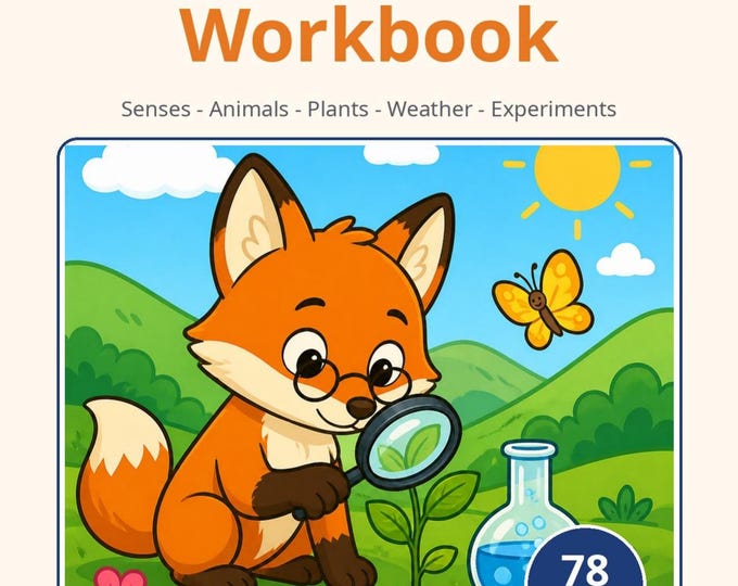 Science Workbook for Kids | Five Senses, Animals, Plants, Weather & Experiments — Printable PDF, Ages 5-8 (K-3)