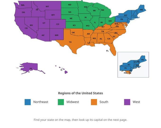 50 States and Capitals Chart Printable | US States Reference Poster | Geography for Kids | Homeschool Digital Download