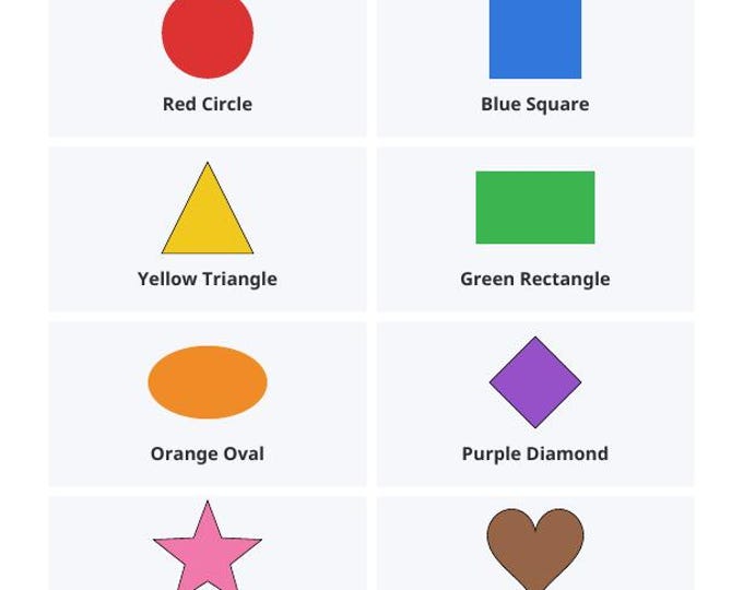 Shapes and Colors Chart Printable | Preschool Shapes Poster | Circle Square Triangle | Kindergarten Decor Digital Download