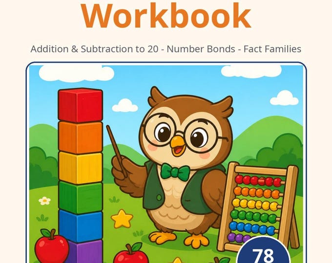Math Facts Workbook for Kids | Addition and Subtraction to 20, Number Bonds & Fact Families — Printable PDF, Ages 5–8 (K–3)