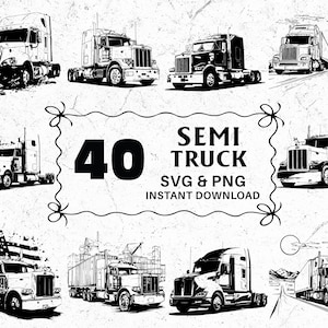 Semi Truck SVG PNG Clipart, Big Rig Silhouette, Road Truck, Truckers, Truck Decor, Decals, Digital Designs, Semi Truck Cut File, Truck Decal