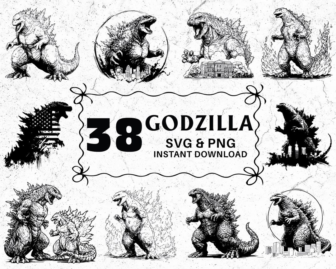 Godzilla SVG PNG Bundle: Monster Clipart, Kaiju Cut Files (digital ...