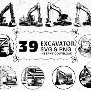 Excavator SVG Bundle: Construction Vehicle Cut Files for Cricut