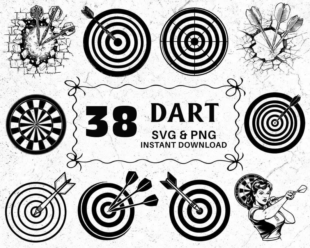 Dart Graphics Dart SVG PNG Bundle, Dartboard Clipart, Game Room Decals (digital ...