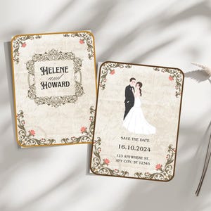 Beige boho minimalistische huwelijksuitnodiging | Neutrale moderne boho-trouwkaart | Aangepaste rustieke uitnodiging