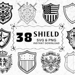 Shield SVG PNG Bundle, Coat of Arms Clipart, Heraldic Cut Files, Shield  Cricut, Digital Designs Decals, Shield  Vector, Shield Silhouettes