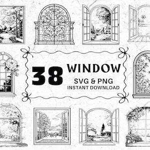 Vintage Window Frame SVG Bundle: Rustic Silhouette Clipart (Digital Download