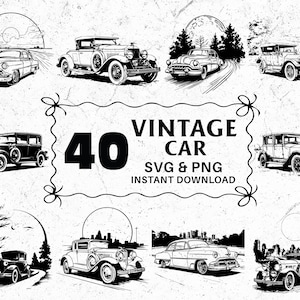 Vintage Auto SVG PNG Clipart, Oldtimer Silhouette, Cricut Schnitt Datei, Retro Auto Vektor, Antike Auto Aufkleber, altes Auto digitales Design, Auto svg
