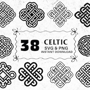 Celtic SVG PNG Bundle, Irish Knot Clipart, Celtic Design Cut Files, Celtic Cricut, Celtic Vector, Digital, Irish Artwork Svg, Celtic Pattern