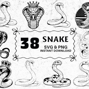 Snake SVG PNG Bundle: Reptile Silhouette Clipart for Cricut