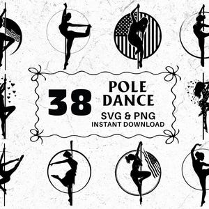 Pole Dance SVG PNG Bundle, Pole Dancer Silhouette Clipart, Fitness Png, Pole Dance Gifts, Dance Cricut Cut Files, Pole Dance Vector, Crafts