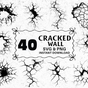 Cracked Wall SVG PNG Bundle: Grunge Texture Graphics for Cricut