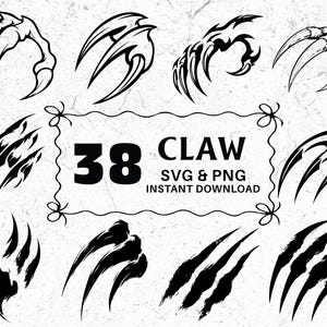 Claw SVG PNG Bundle, Animal Paw Claw Clipart, Monster or Beast Cut Files, Claw Cricut, Claw Vector, Spooky Claw Svg, Digital Design Decals