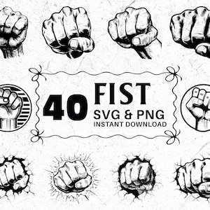Fist SVG PNG Bundle: Power Hand Silhouette Clipart