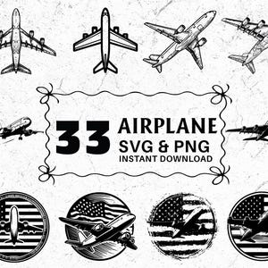 Airplane SVG PNG Bundle: Aviation Clipart, Decal, Vector Design (Digital Download