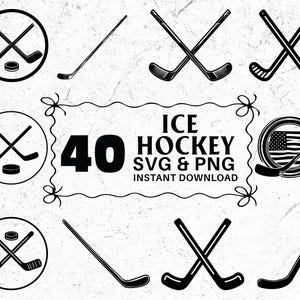 Ice Hockey SVG Bundle: Player Silhouette, Puck, Stick Clipart (Digital Download