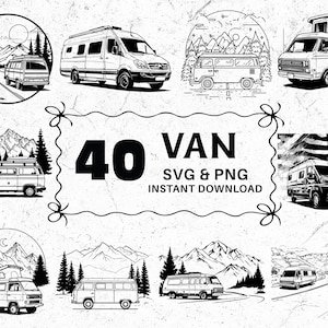 Camper Van SVG PNG Bundle: Retro Travel Decal, Cricut Cut File (Digital Download)