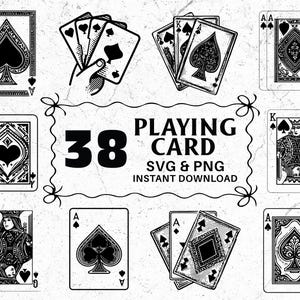 Playing Cards SVG PNG Bundle: Poker Clipart, Casino Cut Files