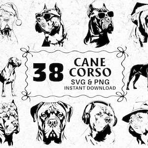 Cane Corso SVG PNG Bundle, Dog Silhouette Clipart, Mastiff Breed Cut File, Cane Corso Cricut, Cane Corso Vector & Logo, Digital Design Decal