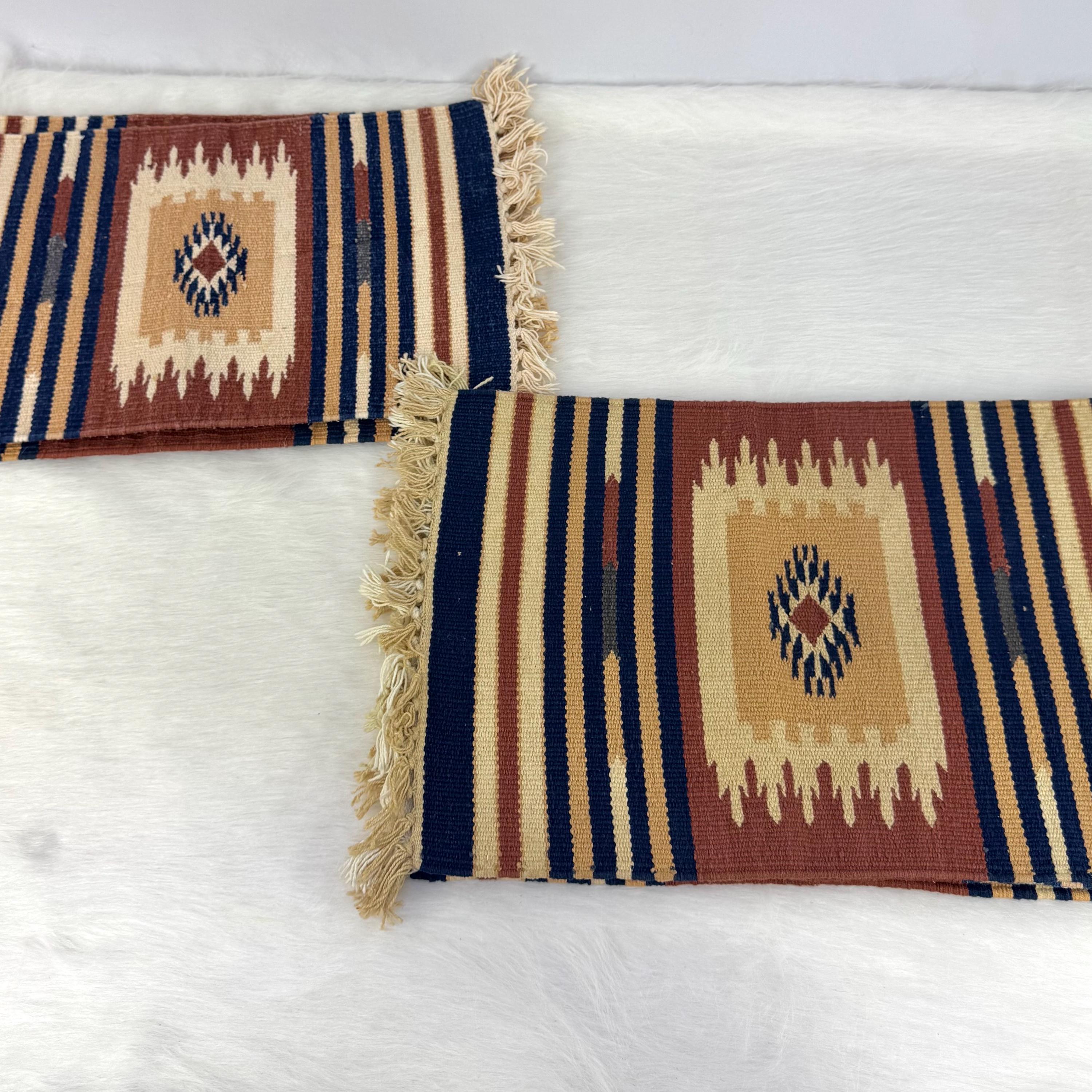 Vintage Killim Southwest Aztec Woven Placemats Set of 8, Bohemian Table Decor