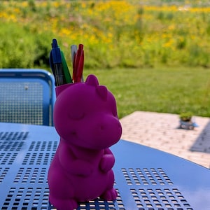 3D Printed Dinosaur Pen and Pencil Cup: Dino Desk Organizer