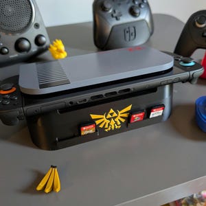 Zelda Themed Switch 2 Dock Horizontal Stand for Increased AirFlow with 4 Game Cartridge Slots for quick game change