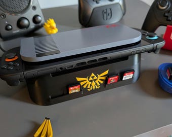 Custom Logo Switch 2 Dock: Abgewinkelter Standfuß mit optionalen Spielmodul-Steckplätzen (hält 4 Steckplätze)