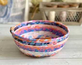 Rope Bowl Rope Basket Pink and Blue Colorful Decorative Basket