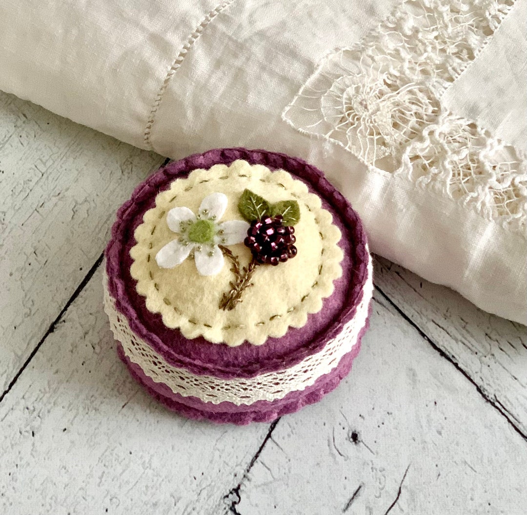 Wool Felt Pincushion Raspberry Blackberry Floral Handmade Pin Keep - Etsy