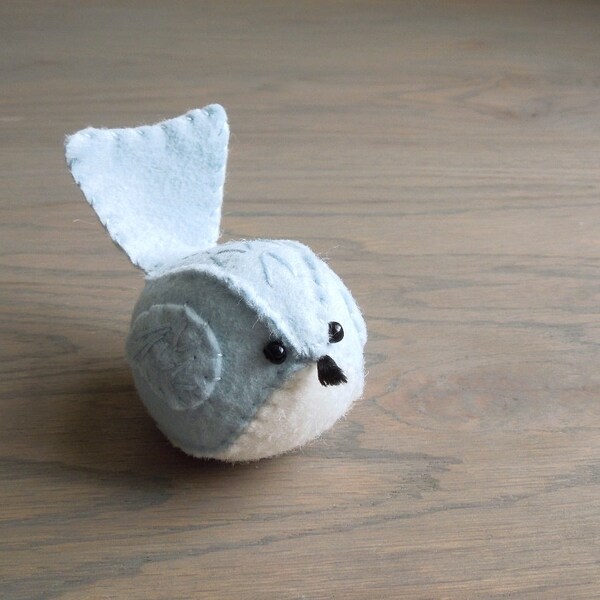 Embroidered Felt Bird in Pastel Blue