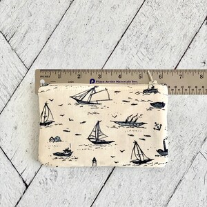 Flat Coin Purse Nautical Coin Pouch Change Purse Small Card Holder Zipper Pouch image 3