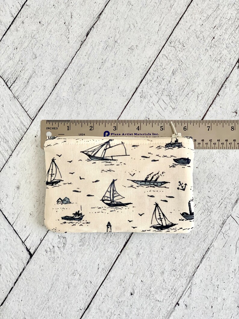 Flat Coin Purse Nautical Coin Pouch Change Purse Small Card Holder Zipper Pouch image 3