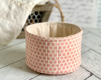 Medium Fabric Cup Pink Polka Dot Basket Bucket