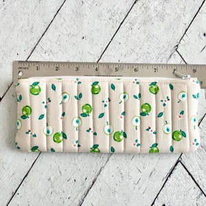 Quilted Pencil Case Green Apples Pencil Pouch Students Back to School image 3