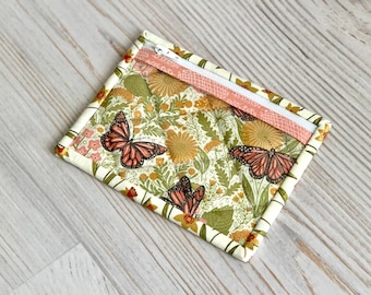 Small Vinyl Coin Purse Monarch Butterflies Window Zipper Pouch Card Holder