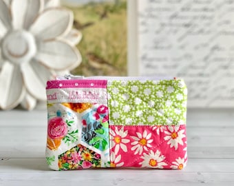 Coin Purse Colorful Quilted Patchwork Pouch Change Purse Small Card Holder