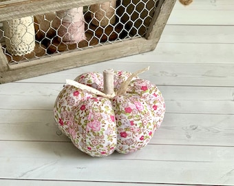 Floral Cotton Pumpkin Pincushion – Cottagecore Sewing Decor