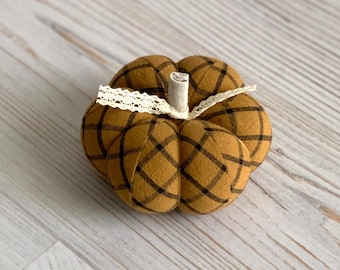 Pumpkin Pincushion Halloween Rustic Plaid Pumpkin