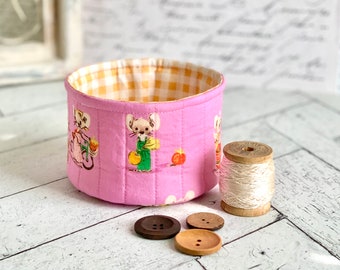 Medium Fabric Cup Cute Mice Fabric Basket Bucket