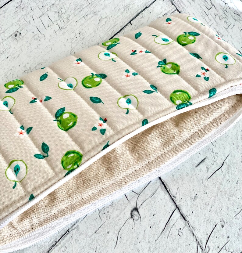 Quilted Pencil Case Green Apples Pencil Pouch Students Back to School image 4