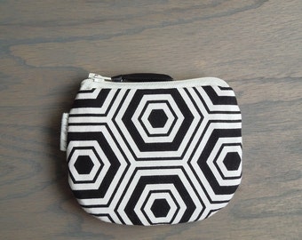 Geometric Black and White Coin Purse Small Zipper Pouch