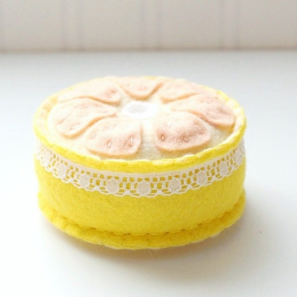 Felt Fruit Pincushion Embroidered Pink Grapefruit Pin Keep Felt Pincushion