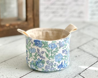 Small Fabric Cup Blue Floral Little Fabric Basket Bucket